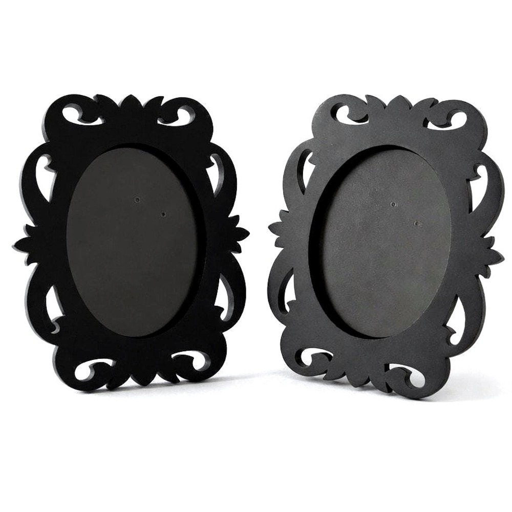 Set of 2 5x7 Ornate Black Scrollwork Gallery Tabletop Cottagecore Gothic Frames
